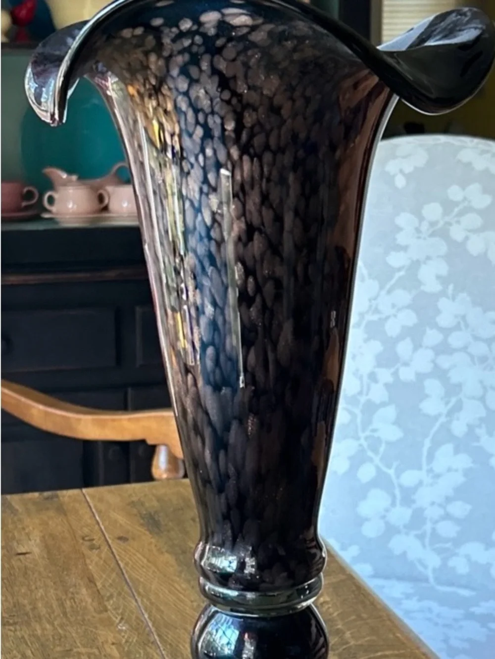 Hand-Blown Black & grey Art Glass Vase - Home Accents